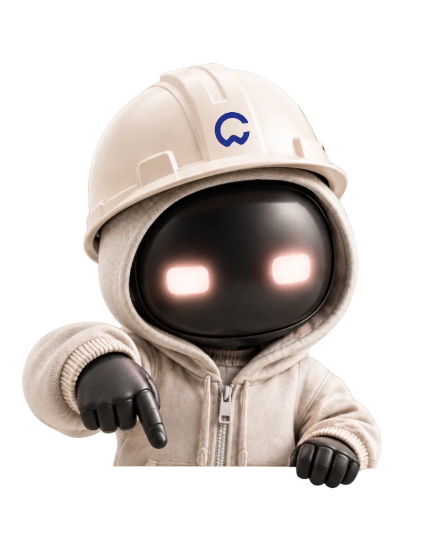 Mascote Construflow apontando para o plano mais contratado